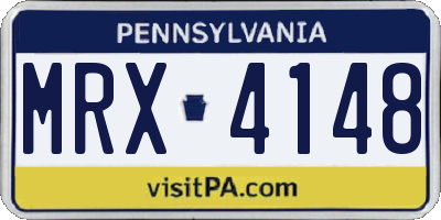 PA license plate MRX4148