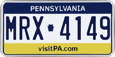 PA license plate MRX4149