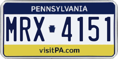 PA license plate MRX4151