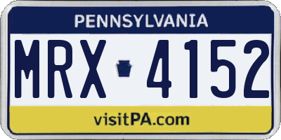 PA license plate MRX4152