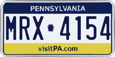 PA license plate MRX4154