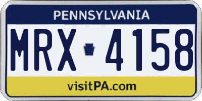 PA license plate MRX4158