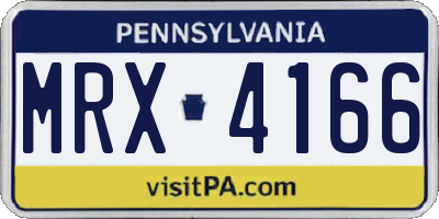 PA license plate MRX4166