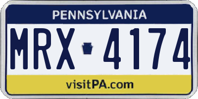 PA license plate MRX4174