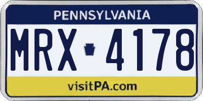 PA license plate MRX4178