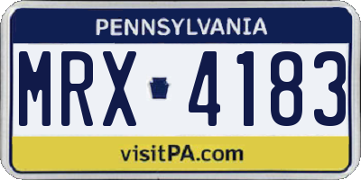 PA license plate MRX4183