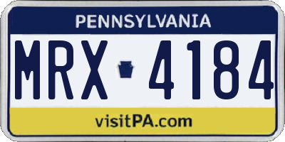 PA license plate MRX4184