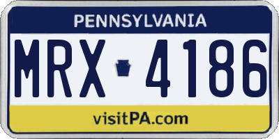 PA license plate MRX4186