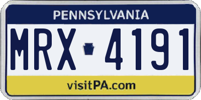 PA license plate MRX4191