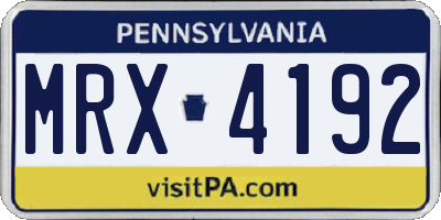 PA license plate MRX4192