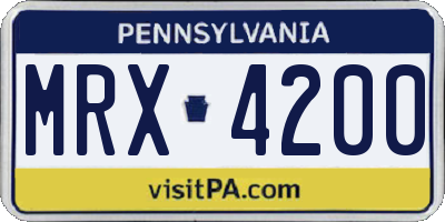 PA license plate MRX4200