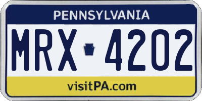PA license plate MRX4202