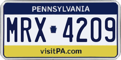 PA license plate MRX4209