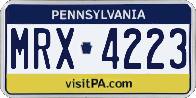 PA license plate MRX4223