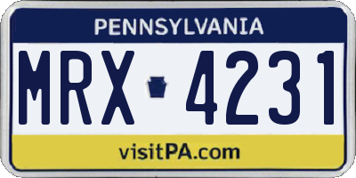 PA license plate MRX4231