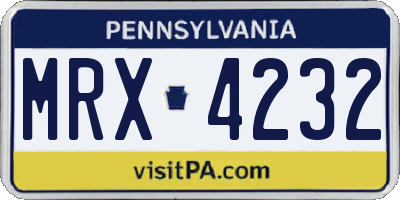 PA license plate MRX4232