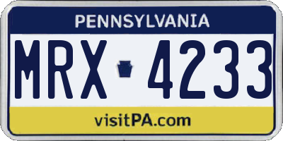 PA license plate MRX4233