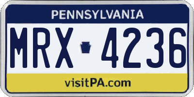 PA license plate MRX4236