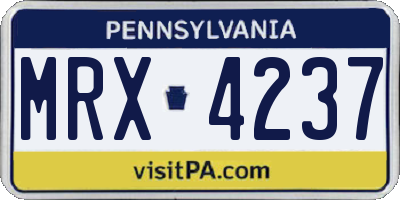 PA license plate MRX4237
