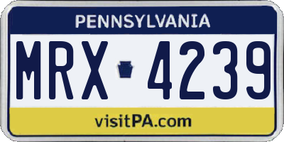 PA license plate MRX4239
