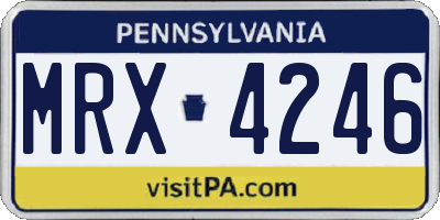 PA license plate MRX4246