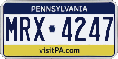 PA license plate MRX4247