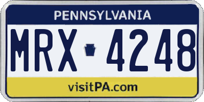 PA license plate MRX4248
