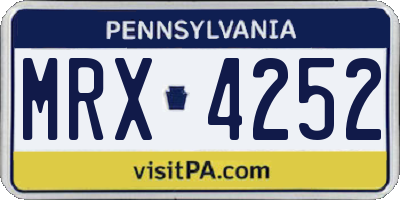 PA license plate MRX4252