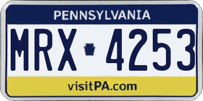 PA license plate MRX4253