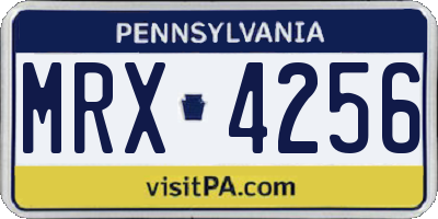 PA license plate MRX4256
