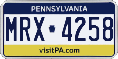 PA license plate MRX4258