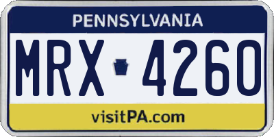 PA license plate MRX4260