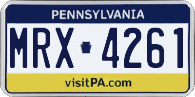 PA license plate MRX4261