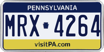 PA license plate MRX4264