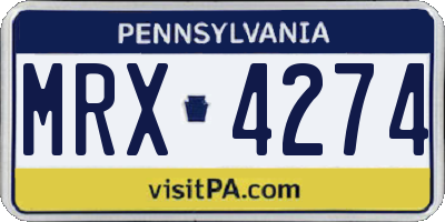 PA license plate MRX4274