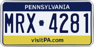PA license plate MRX4281