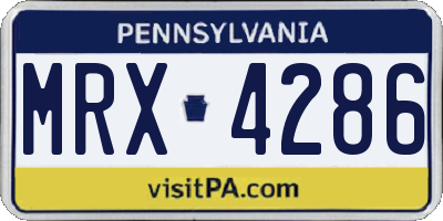 PA license plate MRX4286