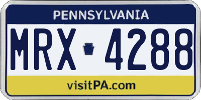 PA license plate MRX4288