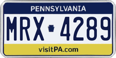 PA license plate MRX4289