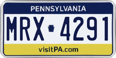 PA license plate MRX4291
