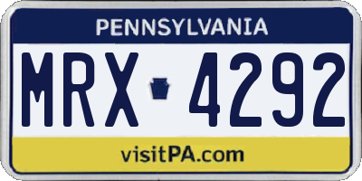 PA license plate MRX4292