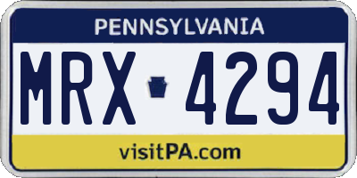 PA license plate MRX4294