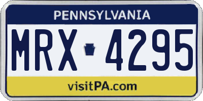 PA license plate MRX4295
