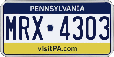 PA license plate MRX4303