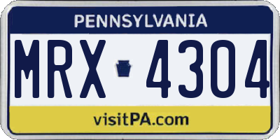 PA license plate MRX4304