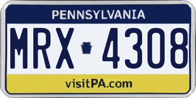 PA license plate MRX4308