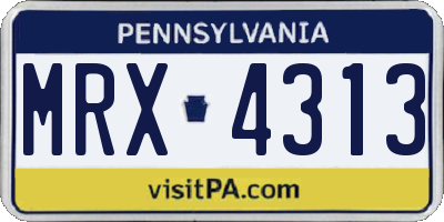 PA license plate MRX4313