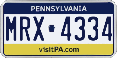 PA license plate MRX4334