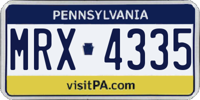 PA license plate MRX4335