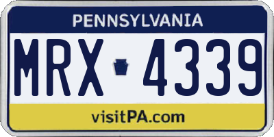 PA license plate MRX4339